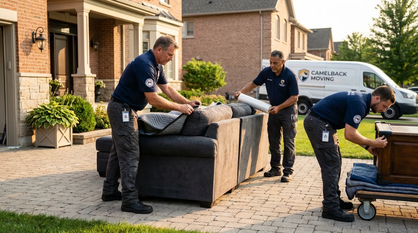 Large estate moving crew wrapping furniture in Bourbon, MO
